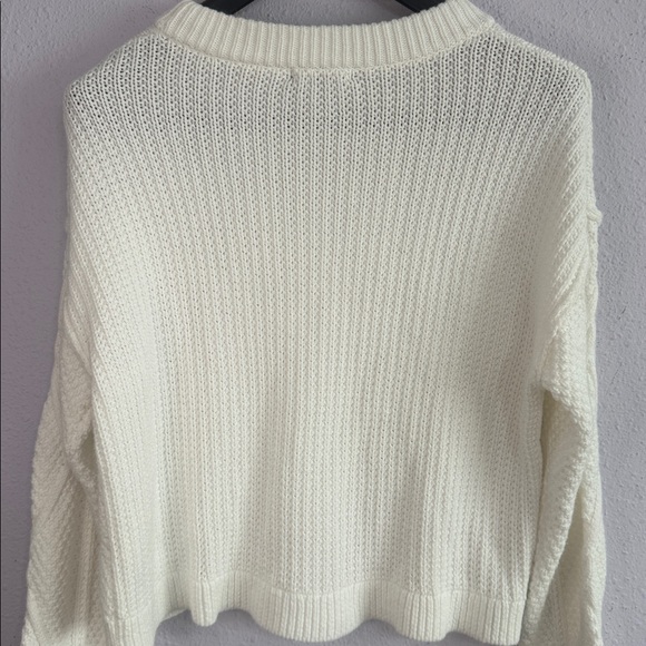 Quince Women White Cable 100% Organic Cotton Cropped Sweater Size S - Picture 8 of 10
